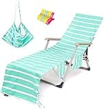 VOCOOL Beach Chair Towel Chaise Lounge Cover with Pockets Pool Chair Towel for Outdoor Patio Garden (Mint)