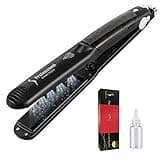 DORISILK Steam Straightener for Hair, Professional Steam Flat Iron Salon Ceramic Tourmaline Vapor Steam Ionic Straightening Iron 2 in 1 Hair Straightener and Curler Dual Voltage Adjustable Temp