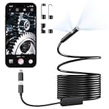 [Dual-Lens] Endoscope Camera with Light, 1920P HD Borescope with 8+1 Adjustable LED Lights, IP67 Waterproof 16.5FT Semi-Rigid Snake Cord Inspection Camera for iPhone, iPad and Android Phone (Type C)