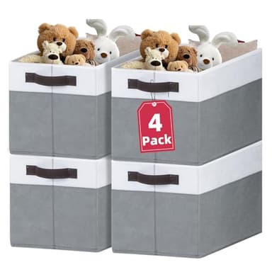 Criusia Extra Large Storage Bins 4 Pack - 16x12in Closet Organizers and Storage Baskets for Organizing Clothes Toy Blanket - Fabric Storage Cubes Containers for Shelves - All Room Organization