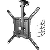 PUTORSEN Flip Down TV Mount, Manual Folding Ceiling TV Mount for Most 23'' to 55'' TVs, Height Adjustable Drop Down TV Mount for Flat & Pitched Roof, Swivel, Max Load 44lbs, Max VESA 400x400, Black