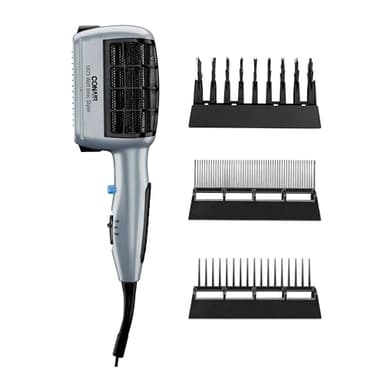 Conair 3-in-1 Styling Hair Dryer, 1875W Blow Dryer with 3 Styling Attachments to Detangle, Straighten, and Volumize, Ionic Technology, Dual Voltage