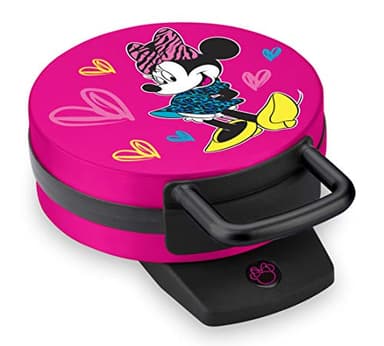 Disney Minnie Mouse Waffle Maker by Select Brands - Nonstick Waffle Iron for Fun Minnie-Shaped Waffles - Disney Kitchen Gift - 800 Watts