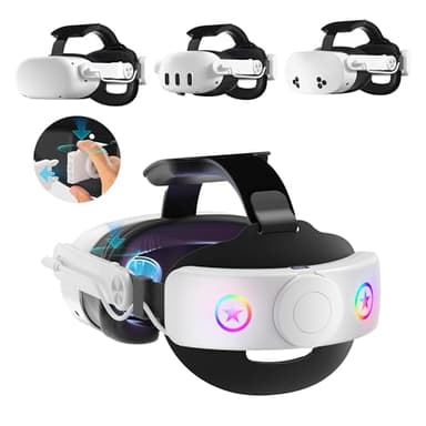 WOUNMTT VR Head Set Strap with 10000mAh Battery for Meta Quest 3/3S - Patented One-Click Release, Adjustable Detachable Design Compatible with Quest 2 3/3S, Balanced and Comfortable VR Gaming