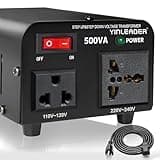 Yinleader 300W Continuous/500W Peak Voltage Transformer Power Converter(110V to 220V, 220V to 110V) Step Up/Down Converter 110/120 Volt - 220/240 Volt w/US Power Cord