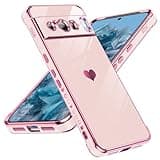 LeYi for Google Pixel 8 Pro Case:（𝐍𝐨𝐭 𝐟𝐢𝐭 𝐏𝐢𝐱𝐞𝐥 𝟖） Full Camera Lens Protection,Love Heart Plating Girly Women Luxury Soft TPU Shockproof Case for Pixel 8 Pro,Pink