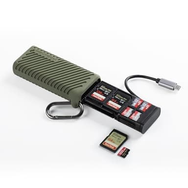 PGYTECH CreateMate High-Speed SD Card Reader USB 3.1 Type-C SD/TF/Nano Card Carrying Case, 2-in-1 SD 4.0 Card Reader Adapter for Cameras, Smartphones, Drones, Action Cameras(Green, for SD/Micro SD)