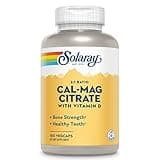 SOLARAY Calcium & Magnesium Citrate 2:1 Ratio w/Vitamin D-3, Healthy Bones, Muscle & Nervous System Support, High Absorption 180 Capsules