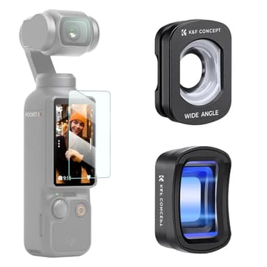 K&F CONCEPT Magnetic Lens Kit Compatible with DJI Osmo Pocket 3 Creator Combo Accessories, Wide Angle 1.2X Anamorphic Lens, Expanded FOV of 112°,1.2X Squeeze Factor Blue Streak Effect Camera Lenses