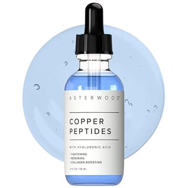Asterwood Copper Peptides Serum for Face - Tightening, Repairing, Collagen Boosting - with GHK-Cu Peptide and Hyaluronic Acid - 2 Fl Oz