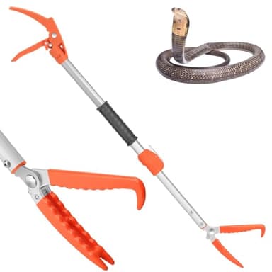 Kalkal Snake Grabber Tool, 62” Professional Aluminum Alloy Telescopic Rattle Snake Tongs, Reptile Grabber Snake Catcher Wide Jaw Handling Tool with Lock