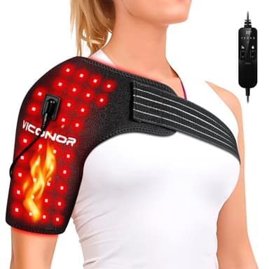 Viconor Red Light Therapy for Shoulder Pain Relife, Infrared Light Therapy for Body, Improve Joint Muscle， 660nm&850nm Red Light Shoulder Wrap with Massage, Black1