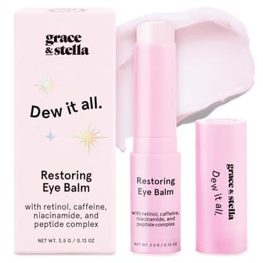 grace & stella Under Eye Brightener Balm Stick - Travel Size Toiletries - Retinol & Caffeine Eye Cream for Dark Circles, Puffiness, Wrinkles - Restore and Hydrate - Vegan Skincare (0.13oz / 3.5g)