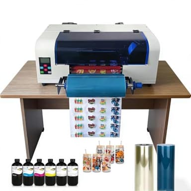 A3+ UV DTF Crystal Label Printer - Automatic laminating, automatic cleaning, smooth ink flow, vivid color printing of patterns. Suitable for various materials such as glass, metal, leather, etc.