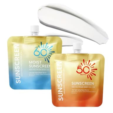 2PCS Face Sunscreen SPF 50,Waterproof Sun Screen SPF 60,Lightweight Face Sunscreen for Women Men,Non-greasy Sunblock,Moisturizing Body Sun screen Lotion for All Skin Types