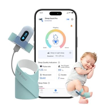 Babytone Baby Sock Monitor, Tracks Real-Time Heart Rate and Movement, with Notification and Sleep Patterns, Smart Baby Monitor No WiFi with Bluetooth and Free APP, for 0-36 Months Newborn