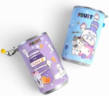 Wet Wipes Cans, Mini Wet Wipes with Vitamin-E & Aloe, Travel Wipes,Cans Keychain Kawaii Style (Cute Kittens) for Adult and Kids, total 2Cans -60 Wipes (purple, blue, smal2)