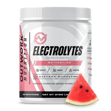 Outwork Nutrition Electrolytes Powder - Hydration Powder for Exercise Endurance & Muscle Cramp Relief - Instant Hydration, Electrolyte Drink Mix - Watermelon Flavor, 30 Serv