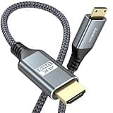 ZeniKon Mini HDMI to HDMI Cable 6FT, High Speed HDMI to Mini HDMI Cable for Portable Monitor 4K@60Hz HDMI Mini 2.0 Cord 2K@120Hz,1080P Compatible with Camcorder, Camera, Laptop, HDTV, Graphics