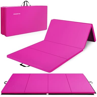 BalanceFrom 10x4 Feet 4-Panel Folding Gymnastics Mat – 2-Inch Thick Pad with Vinyl Surface and Carrying Handles for Tumbling, Yoga, Pilates, Home Workouts, and Martial Arts