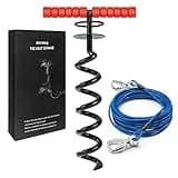 Sliridog Heavy Duty 30FT Dog Tie Out Cable and Stake for Large Dogs, Dog Tie Out Stake and Cable Anchor for Dogs Up to 200 lbs,for Yard, Beach, Outdoor (Large, Black)