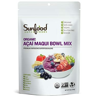 Sunfood Superfoods Organic Acai Maqui Bowl Mix - Organic Acai Powder and Maqui Powder Berry Extract for Smoothie Bowls, Antioxidants & Vitamin C - 6 Oz Bag