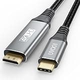 UVOOI USB C to Mini HDMI Cable 6FT, High Speed USB Type-C to Mini HDMI 2.0 Cord (4K@30Hz,2K,1080P,HDR,3D,ARC) for MacBook, iPhone 16 15/Pro, Galaxy 24/23, iPad Pro, Laptop to Portable Monitor