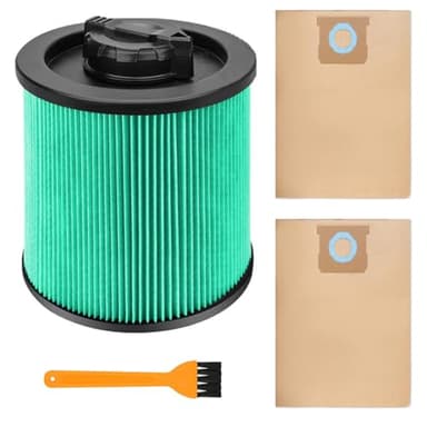 Alrens DXVC6914 HEPA Cartridge Filter for DEWALT Wet/Dry Vacuum 6-16 Gallon, 2 Pack DXVA19-4101 Replacement Filter Bags for DEWALT Wet/Dry Vacuum 6-10 Gallon