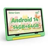 ZOFYWNAS Kids Tablet 10 Inch Android 14 Tablet for Kids Ages 3-12, Octa-Core with Case, Parental Controls,14GB+64GB Storage (TF Expand 1TB), 5G WiFi, BT5.3, Green