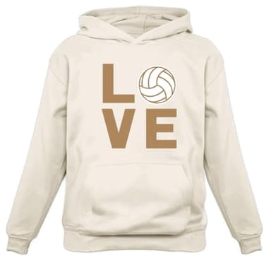 Tstars Volleyball Hoodie Love Graphic Pullover for Teen Girls and Women Sporty Sweatshirt for Players Fans Coach Women Hoodie Small Cream