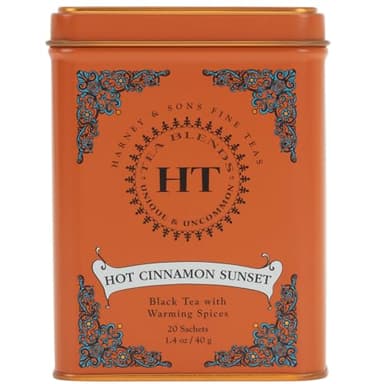 Harney & Sons Caffeinated Hot Cinnamon Sunset Black Tea with Orange and Cloves Tin 20 Sachets (Pack of 1)