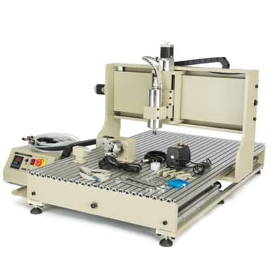 Helrgelrn USB CNC 6090 Router Machine Kit w/MACH Control, 1.5 KW 4 Axis VFD Water-Cooling Spindle Motor+3D Milling Engraving Machine, Pro Engraver Milling 3D Cutting Machine w/Control Box, Handwheel