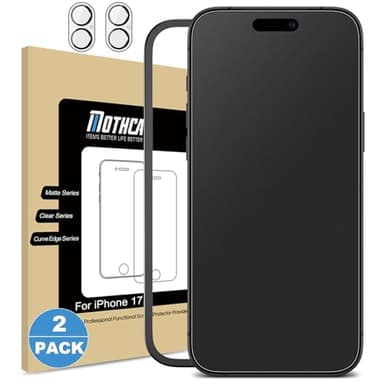 Mothca 2 Pack Matte Glass Screen Protector for iPhone 17 [6.3 inch] + 2 Pack Camera Lens Protector, Anti-Glare & Anti-Fingerprint Case Friendly Tempered Glass, Bubble Free, Smooth as Silk