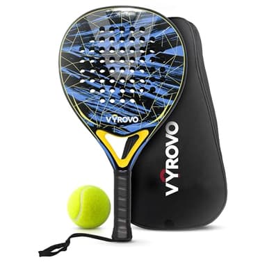 Vyrovo Carbon Halo EVA Soft Core Round Shape Padel Racket (38MM) | Featuring a Carbon Fiber | Perfect Balanced for Comfort & Power | Head Precision for Starters & Intermediate Players (Yellow)