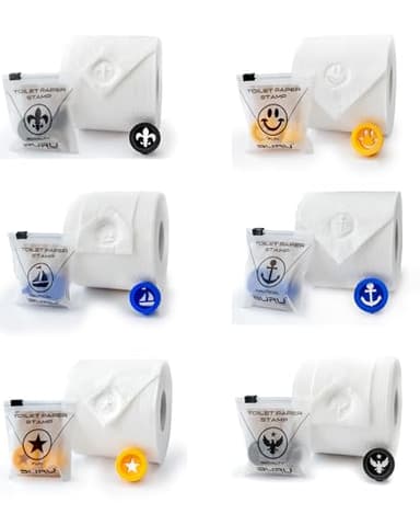 BURU SOLUTIONS Toilet Paper Stamp Variety Pack (6 Pack) - Add a Unique Personal Touch to Your Bathroom Decor! Ideal for Housekeeping, Hotels, Rentals, Home Staging Decor