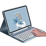HENGHUI Keyboard Case for iPad Mini 7 A17 Pro (2024), iPad Mini 7th/6th Generation Keyboard Case Cute Round Key Color Keyboard Wireless Detachable BT Keyboard Cover,Blue