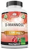 NaturaLife Labs A Higher Standard Organic D-Mannose 1,300 mg with Cranberry Extract Fast-Acting, Flush Impurities, Urinary Tract Health- 100 Veggie Capsules