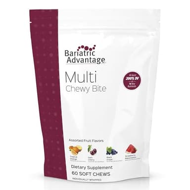 Bariatric Advantage Multi Chewy Bite - Soft Chew Multivitamin for Bariatric Surgery Patients - Chewable Multivitamin with Folic Acid, Vitamin D3 & More - Assorted Fruit Flavor - 60 Count
