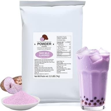 Soeos Taro Flavored Powder, 2.2 lbs (1kg) – Instant Bubble Tea Mix with Creamer & Sugar, Easy to Prepare, Perfect for Boba Drinks & Desserts