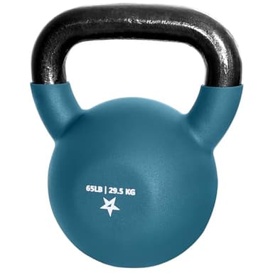 Yes4All Kettlebell, 65 LB Neoprene Coated Cast Iron Kettlebells, Wide Grip Handle & Flat Bottom for Swings, Squats, Deadlifts, Push Ups & Full Body Training at Home Gym
