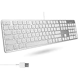 Macally Ultra-Slim USB Wired Keyboard with Number Keypad for Apple Mac Pro, MacBook Pro/Air, iMac, Mac Mini, Laptop Computers, Windows Desktop PC Laptops, Silver (SLIMKEYPROA)