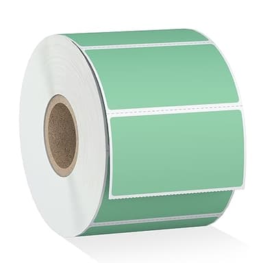 Misofuki 2.25" x 1.25" Green Direct Thermal Barcode Labels 1000 Pcs for Zebra ZD410 ZD411 LP2824, 2-1/4x1-1/4 1 Roll Waterproof Strong Adhesive Perforated Return Address Labels Used with Rollo MUNBYN