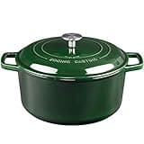 EDGING CASTING Enameled Cast Iron Dutch Oven Pot With Lid, Dutch Oven for Sourdough Bread Baking Round Pot Dule Handle, 7.5 Quart, Green