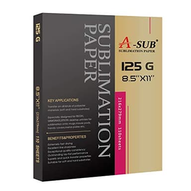 A-SUB Sublimation Paper 8.5x11 Inch 110 Sheets ONLY Compatible with Sublimation Printer and Sublimation Ink 125g