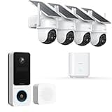 AOSU Security Cameras Outdoor Wireless, 4 Cam-Kit, No Subscription Doorbell Camera Wireless - Head-to-Toe View, Intelligent Parcel Detection