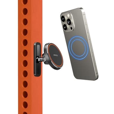 APPS2Car Magnetic Phone Holder for Gym, Alloy Base & Ball Joint, Attach to Metal Surfaces, Dual Magnetic Phone Mount for MagSafe iPhone 12-17 Series