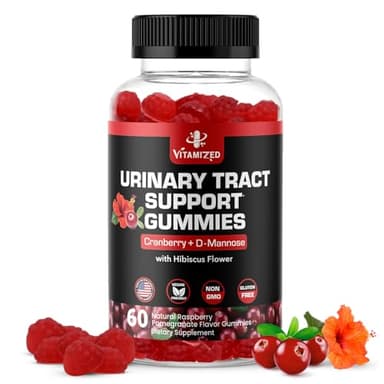 VITAMIZED Potent Cranberry Gummies 1500mg with D Mannose - Urinary Tract Health for Women & Men, Urinary Flush & Bladder Fast-Acting Support Supplements with Hibiscus Powder, 60 Count