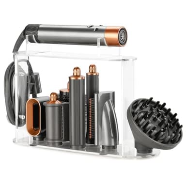 7-Hole Storage Holder for Dyson Airwrap – Upgraded Acrylic Stand Organizer for Long Barrels & Diffuser Nozzles, Countertop Holder for Airwrap Styler Accessories for Bathroom Vanity Makeup Table