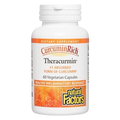 Natural Factors CurcuminRich Theracurmin - Antioxidant Support Supplement with Curcumin - Dietary Supplement Aids Muscle & - 60 Vegetarian Capsules (60 Servings)