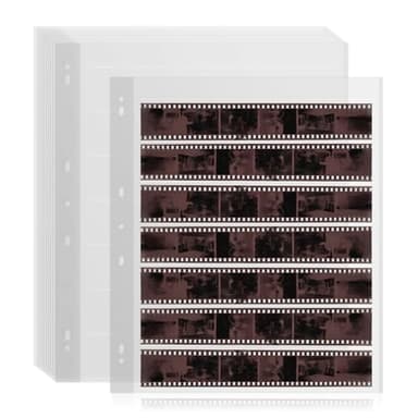 25 Pcs 35mm Film Negative Sleeves Film Negative Storage Presentation Materials 35mm Size Negative Pages Holds Seven Strips of Six Frames Help You Collect and Organize Film